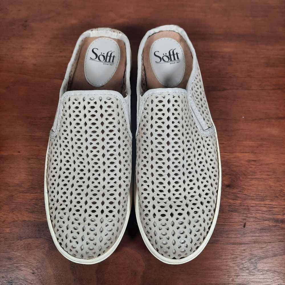 Sofft Somers Women’s Size 7M Gray Leather Mules Slip On Contemporary shoes